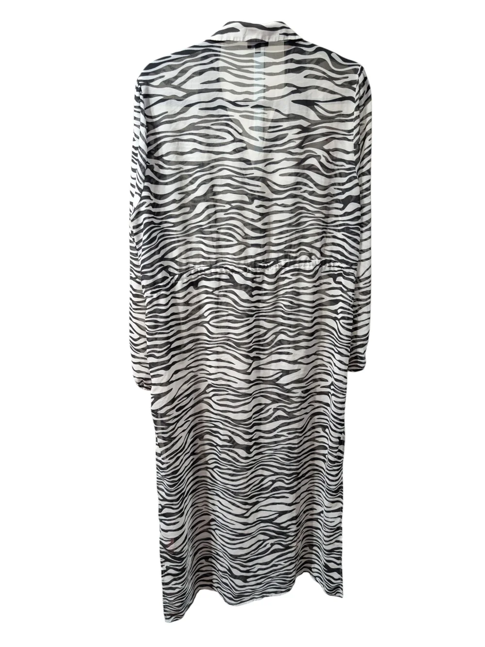 Pour Moi Sheer Zebra Print Button-Front Swim Coverup - Black/White